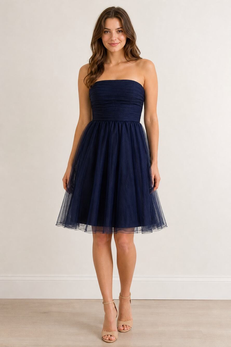 J.Crew Navy Strapless Tulle Formal Dress Size 6 - Picture 1 of 8